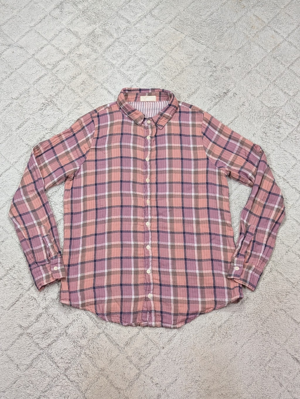 Cp Shades Shirt Womens M Pink Plaid Cotton Gauze Button Up Boyfriend Casual